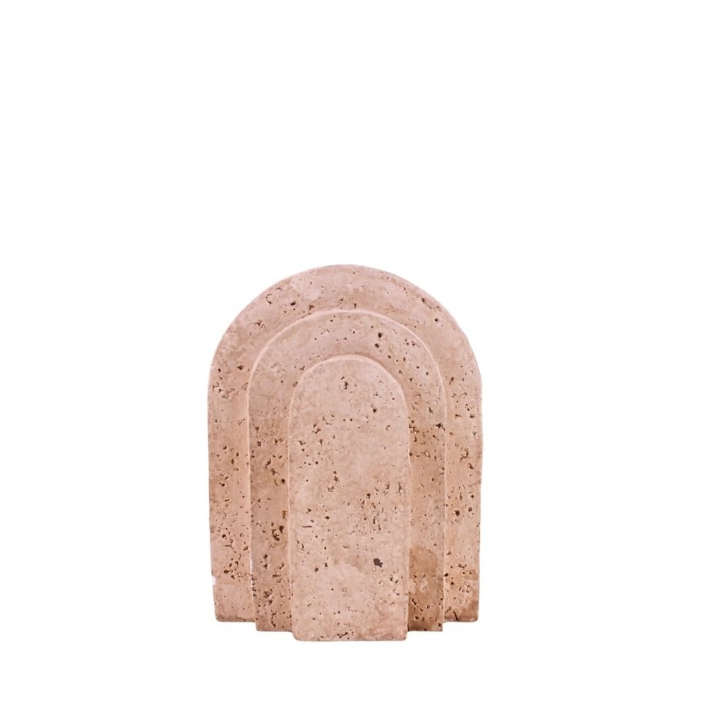 Set de 2 serre-livres imitation travertin forme arche, ORNAMI