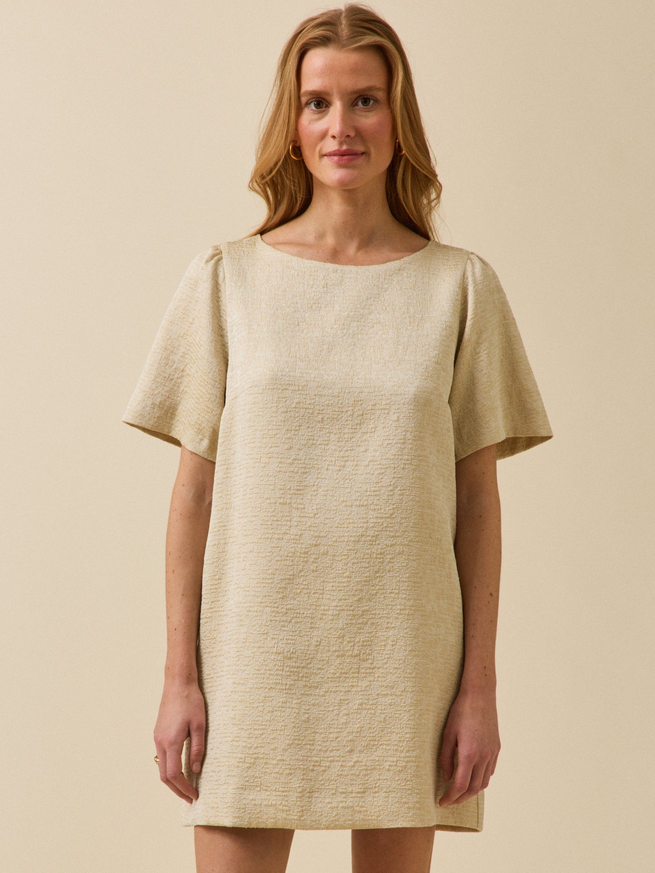 Robe courte cérémonie jacquard doré, CYRILLUS