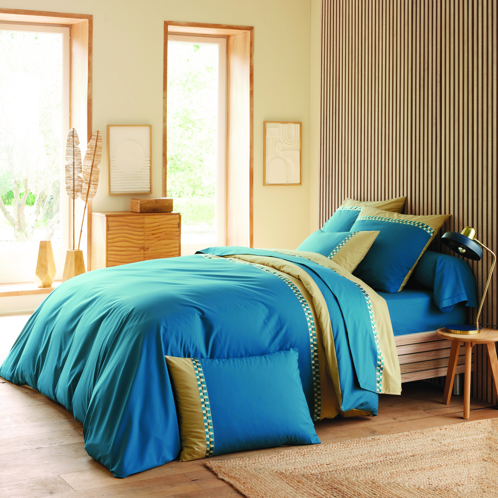 Housse de couette percale de coton géométrique, TRADILINGE