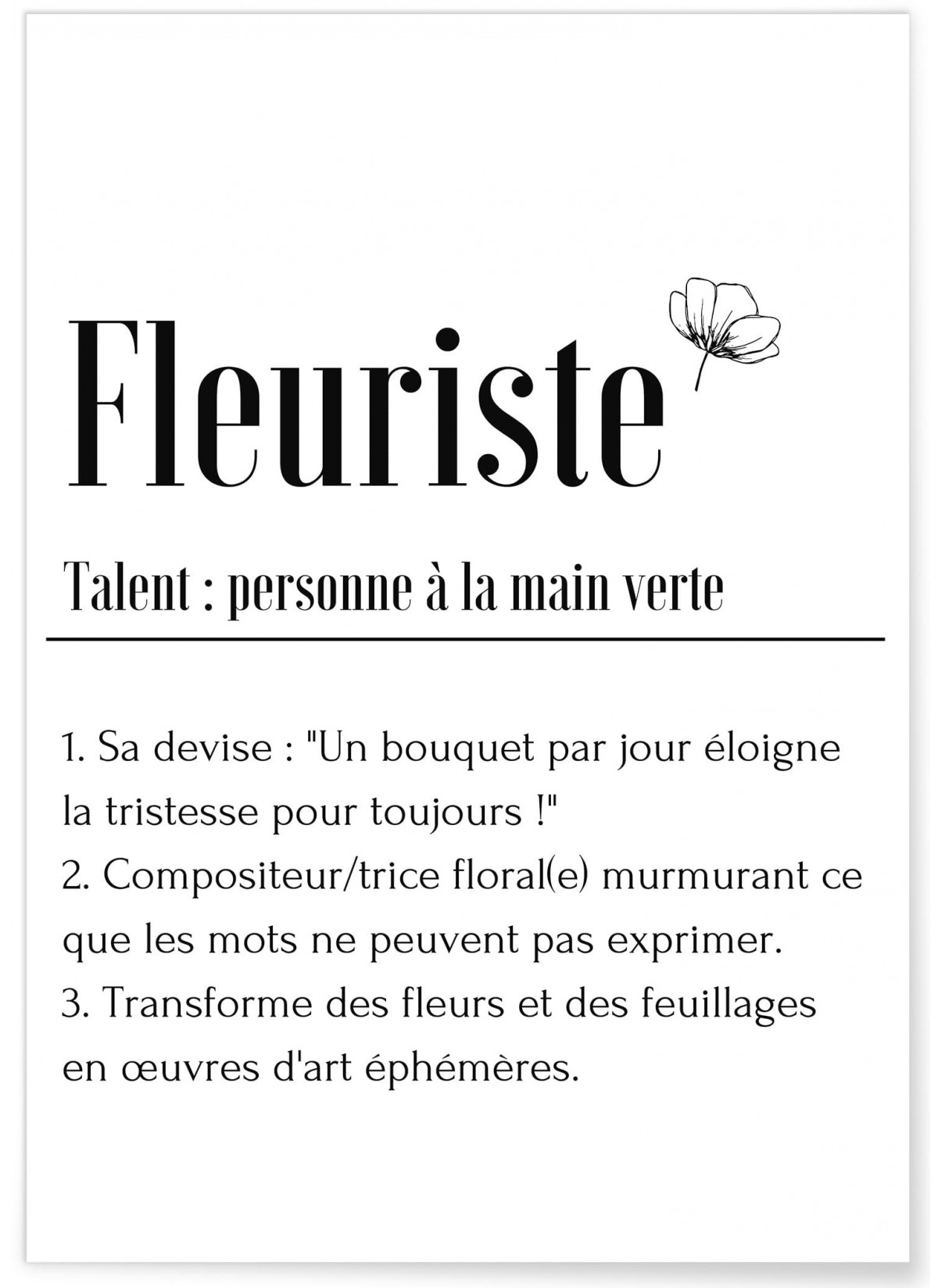 Affiche Définition Fleuriste, L'AFFICHERIE