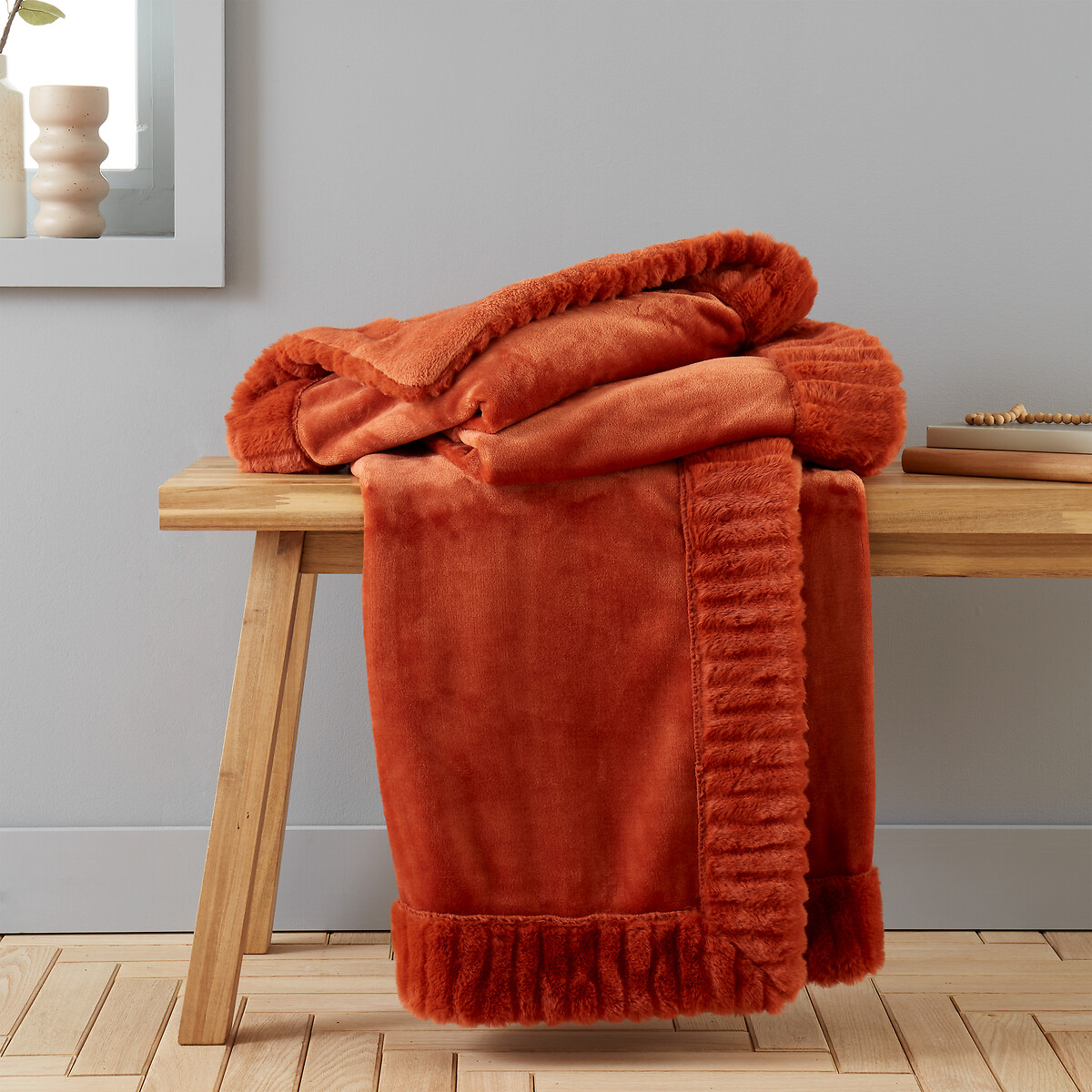 Velvet And Faux Fur Throw - Warm Tones, CATHERINE LANSFIELD