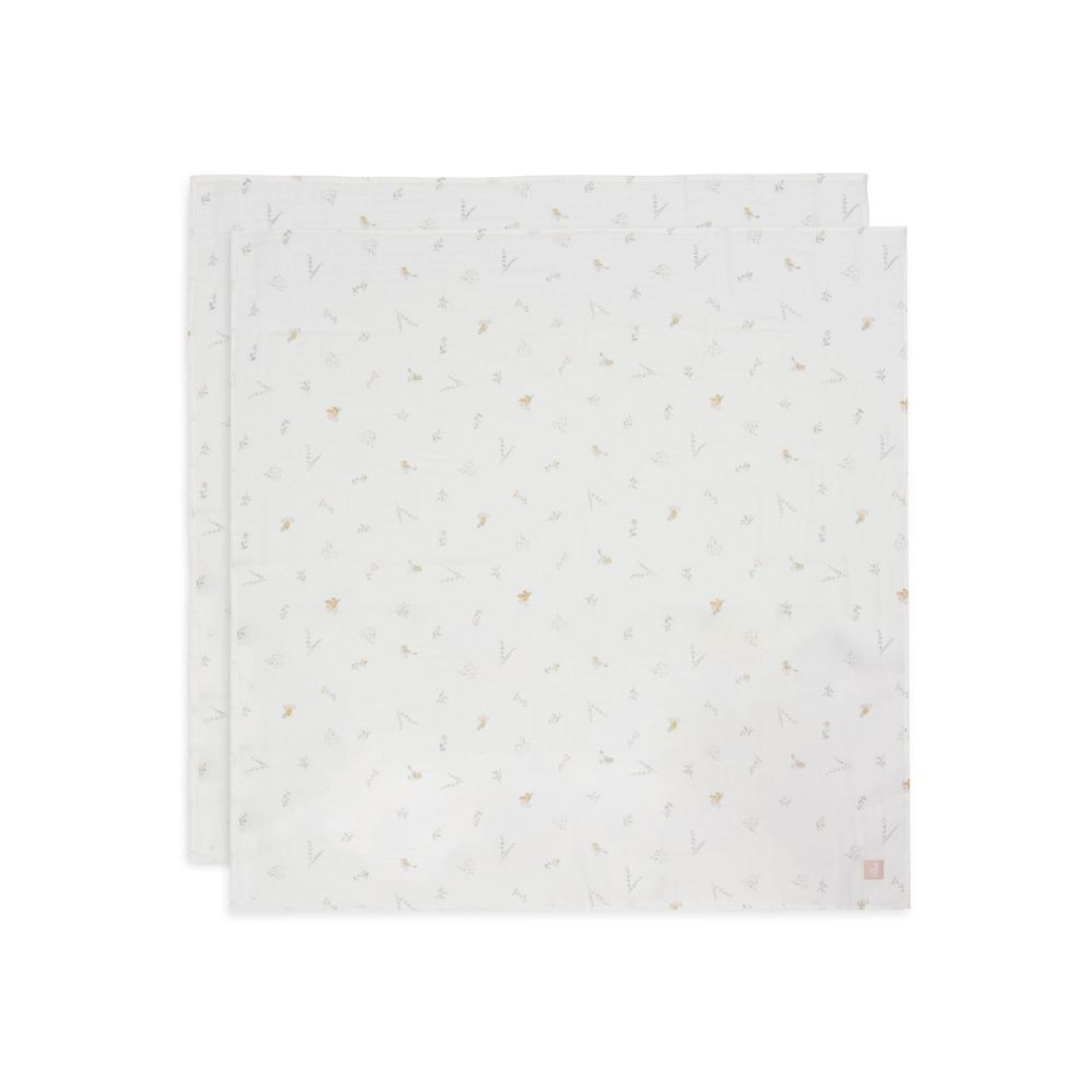 Lot de 2 langes gaze de coton 115 x 115 cm Lovely Birds, JOLLEIN
