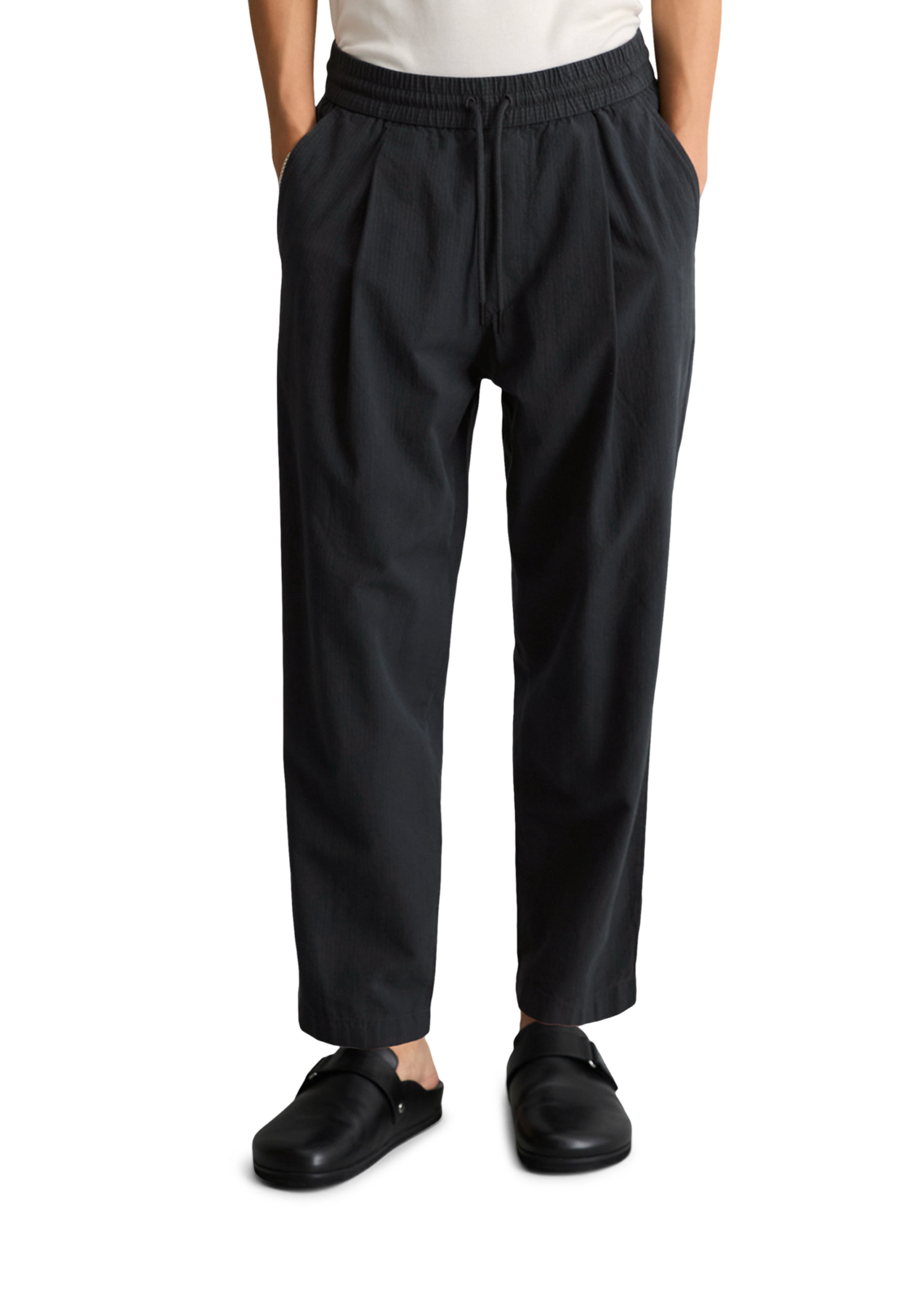 Pantalon en seersucker regular en pur coton bio, MARC O’POLO DENIM