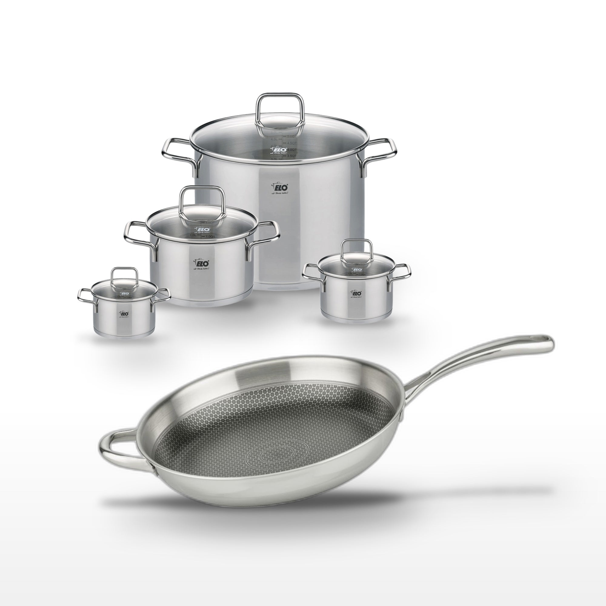 Batterie de cuisine 1 poêle 32cm + 4 faitouts RELIEF EVOLUTION, ELO