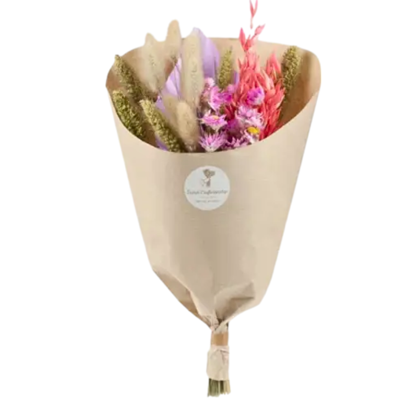 Bouquet de fleurs séchées Dining Lilas 35 cm, NATURALYS