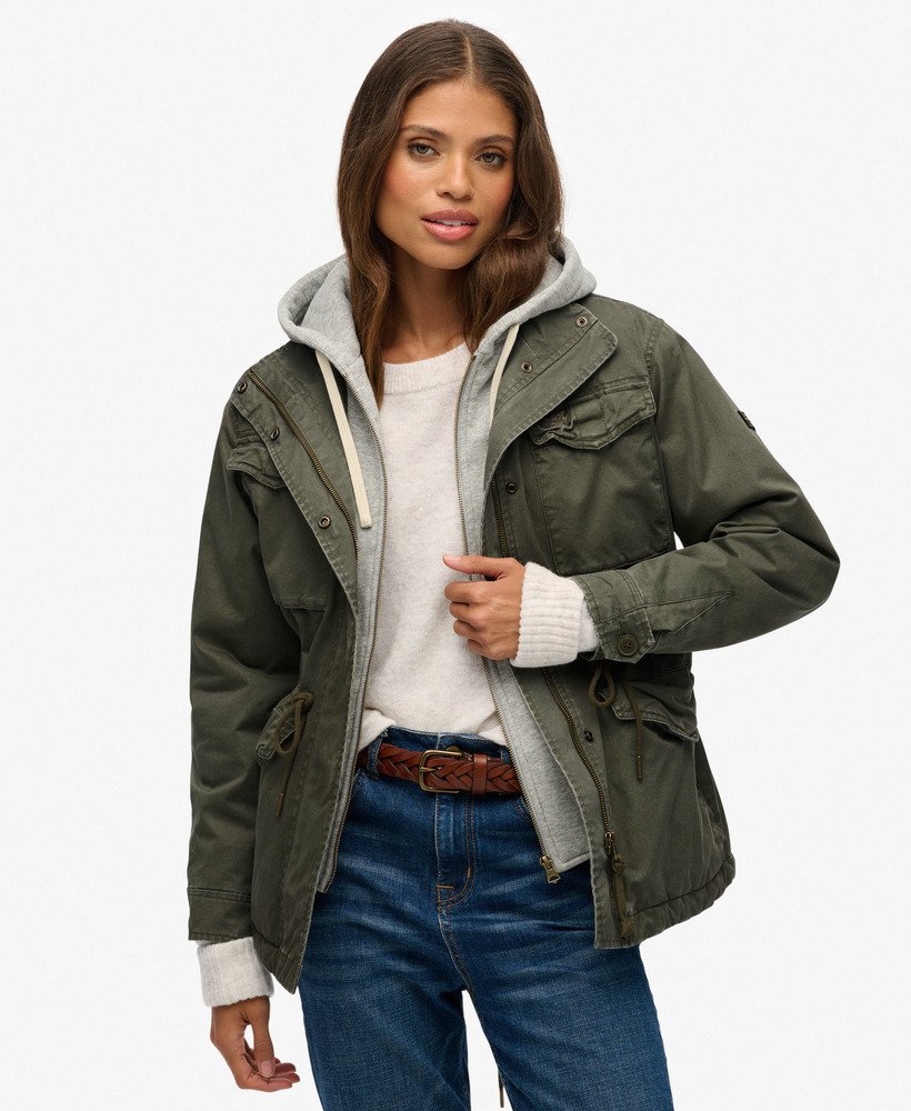 Veste Militaire à Capuche en Jersey et Borg, SUPERDRY