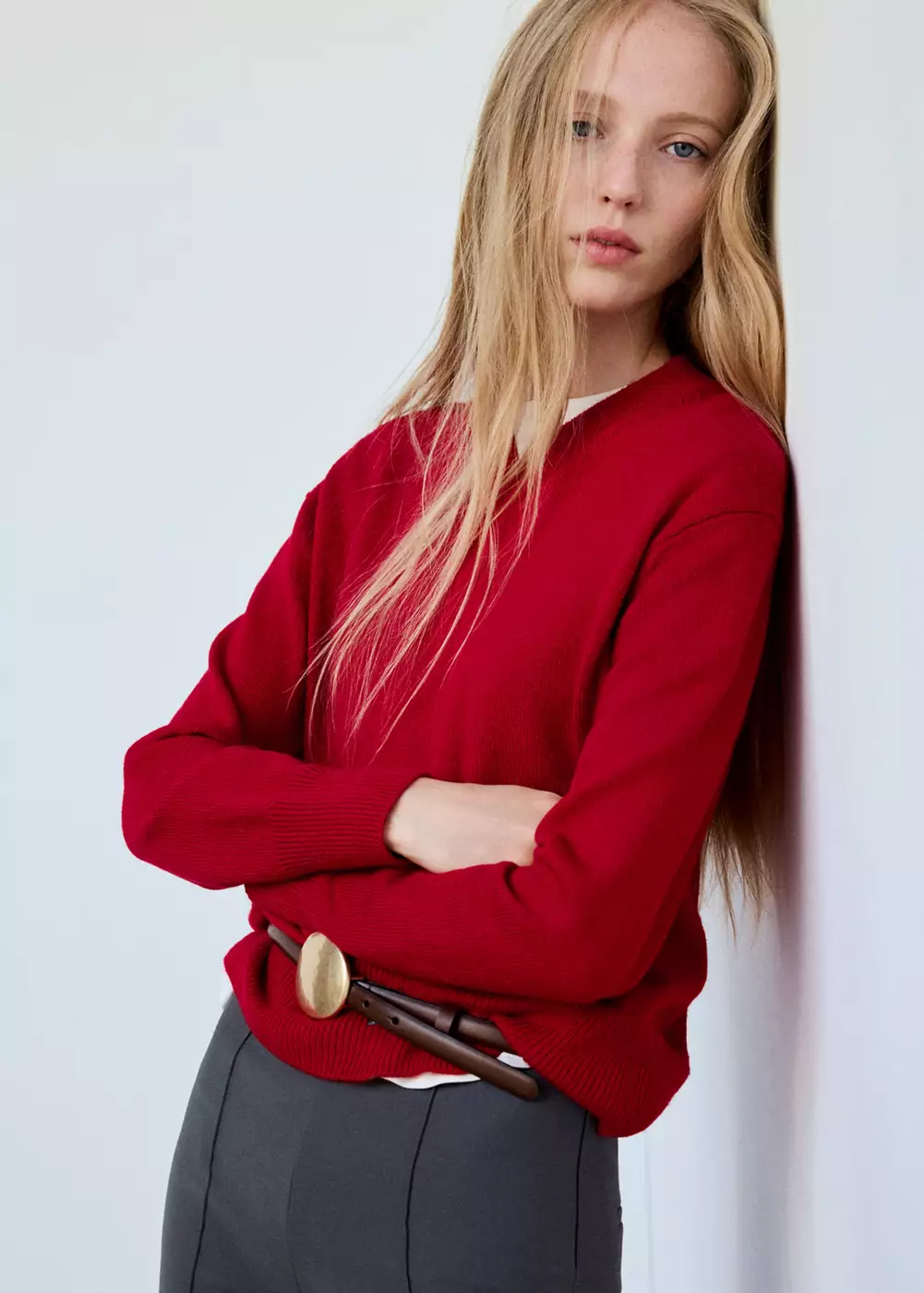 Pull-over maille col en V, MANGO