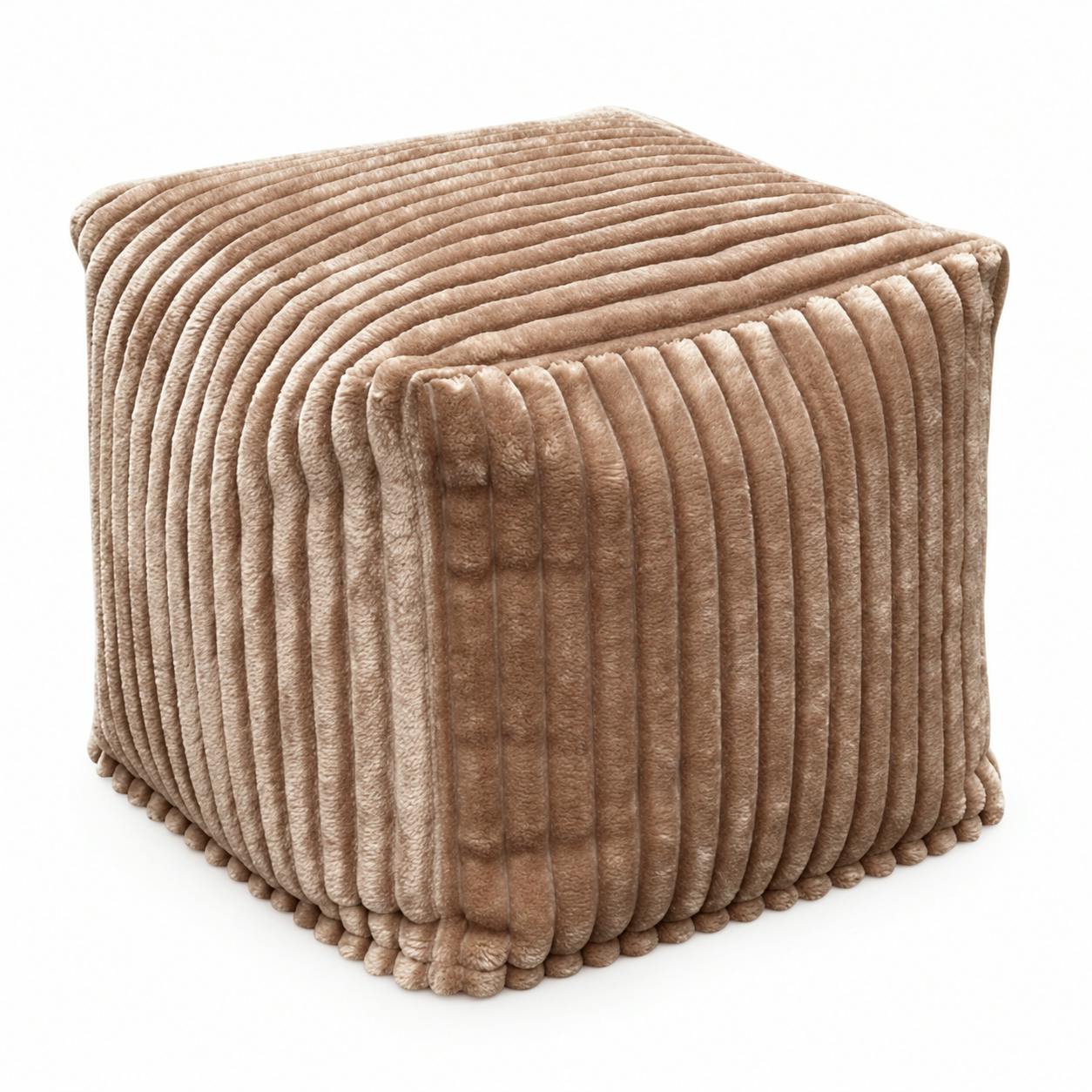 Pouf carré velours grosses côtes camel VISBY, PIER IMPORT