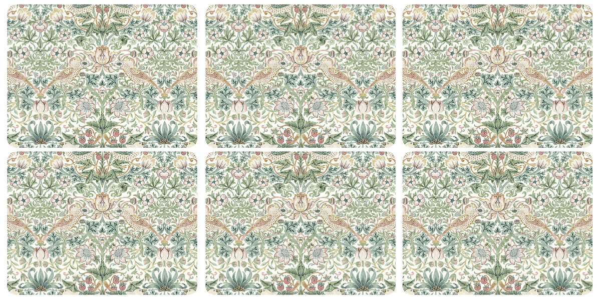 Set of 6 Morris & Co. Strawberry Thief Placemats, MORRIS & CO.