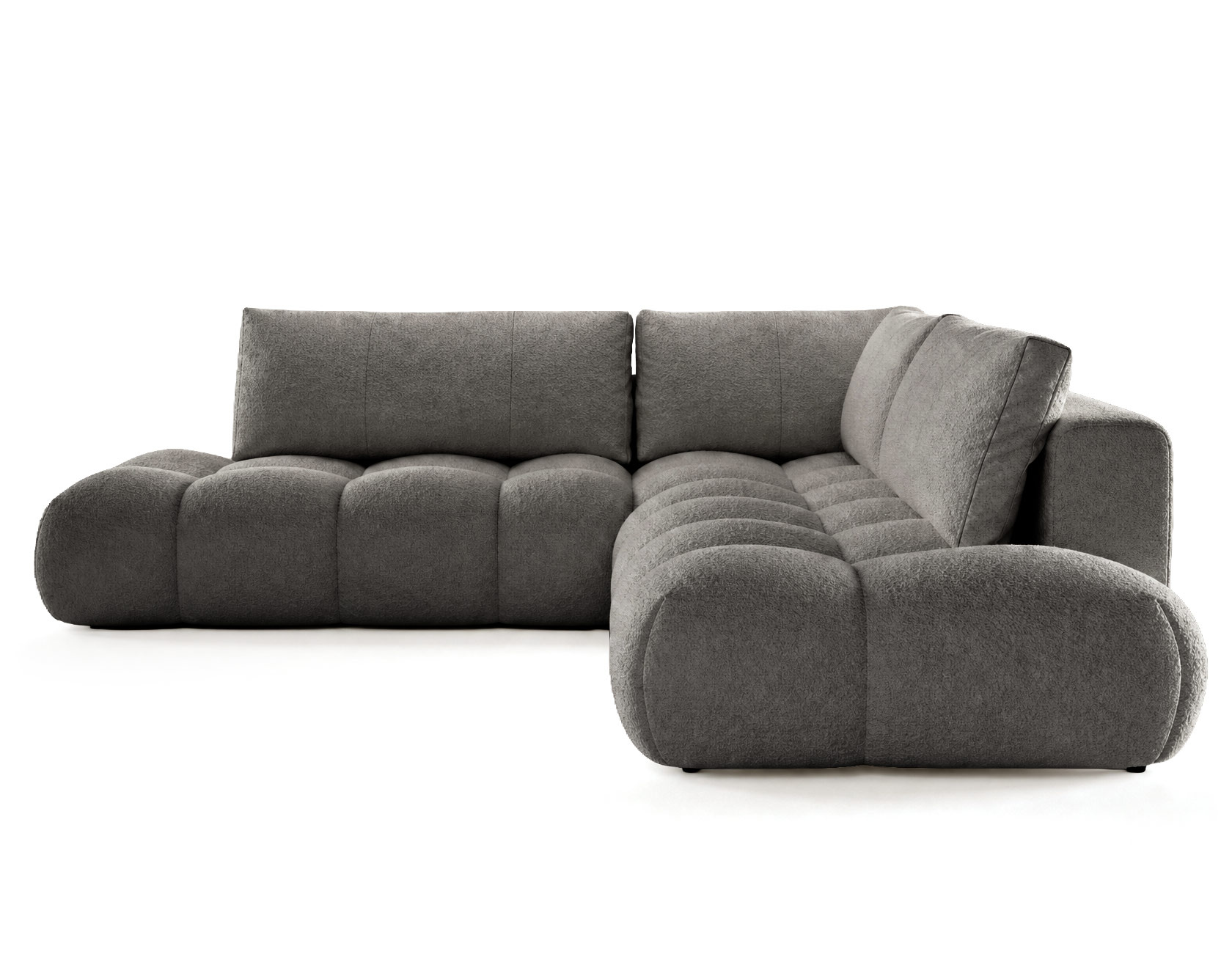 Canapé d'Angle Convertible en Tissu bouclette 5 places - YULIN, BEST MOBILIER