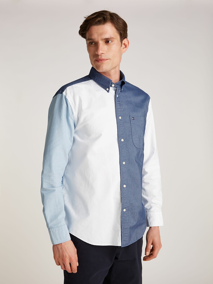 Camicia ampia oxford colourblock, TOMMY HILFIGER
