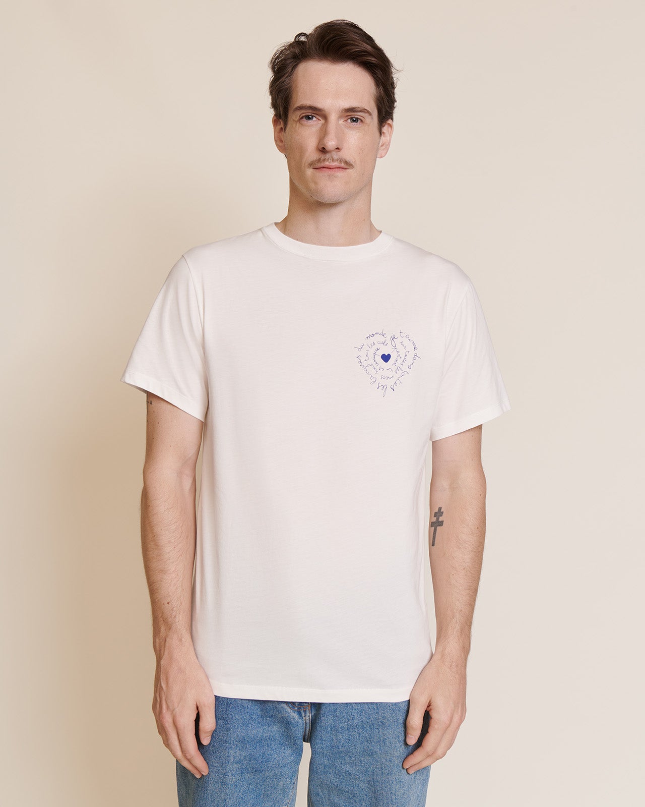 T-shirt imprimé poitrine en coton bio, POÈME, EMOI EMOI