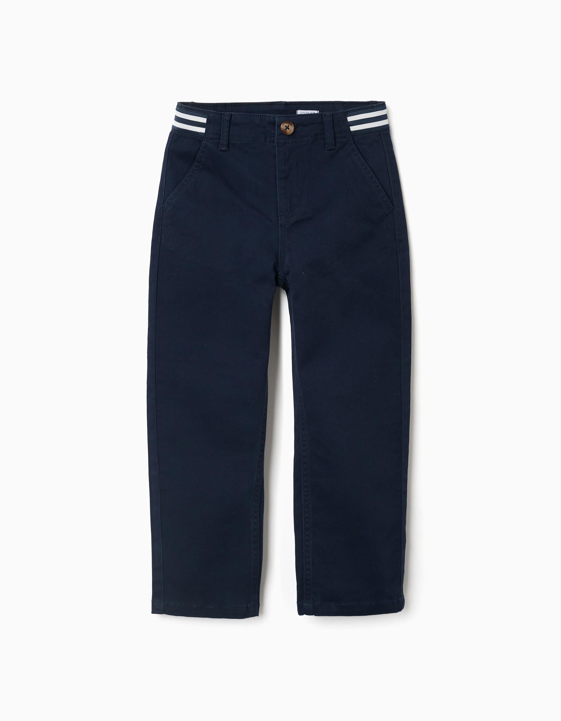 Pantalon chino slim en sergé avec bande rayée, ZIPPY