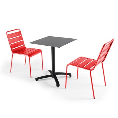 Table inclinable en HPL et 2 chaises en métal OVIALA