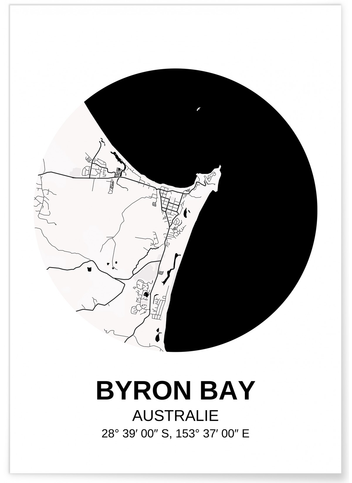 Affiche Carte Byron Bay, L'AFFICHERIE