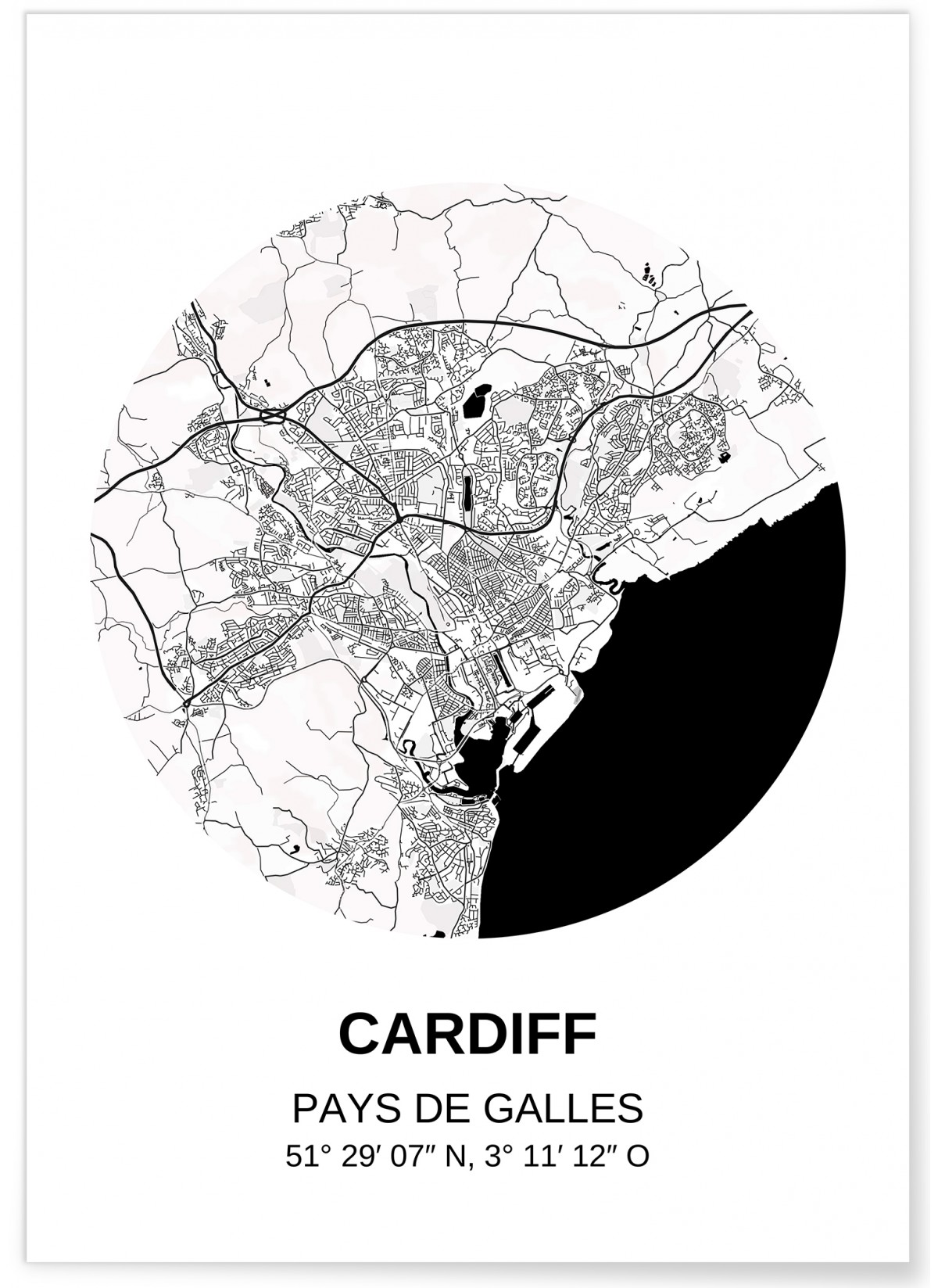 Affiche Carte Cardiff, L'AFFICHERIE