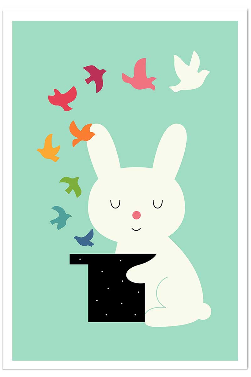Affiche enfant lapin magicien, HEXOA