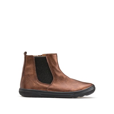 Kids Metallic Ankle Boots in Leather with Zip Fastening LA REDOUTE COLLECTIONS