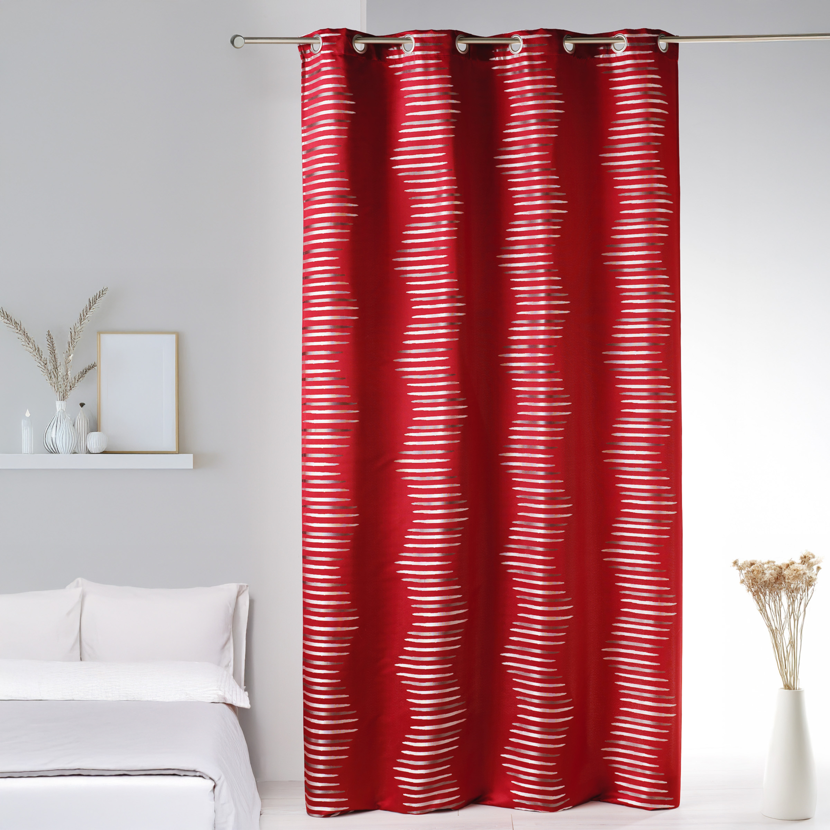 Rideau en jacquard à vagues fantaisies, HOME MAISON