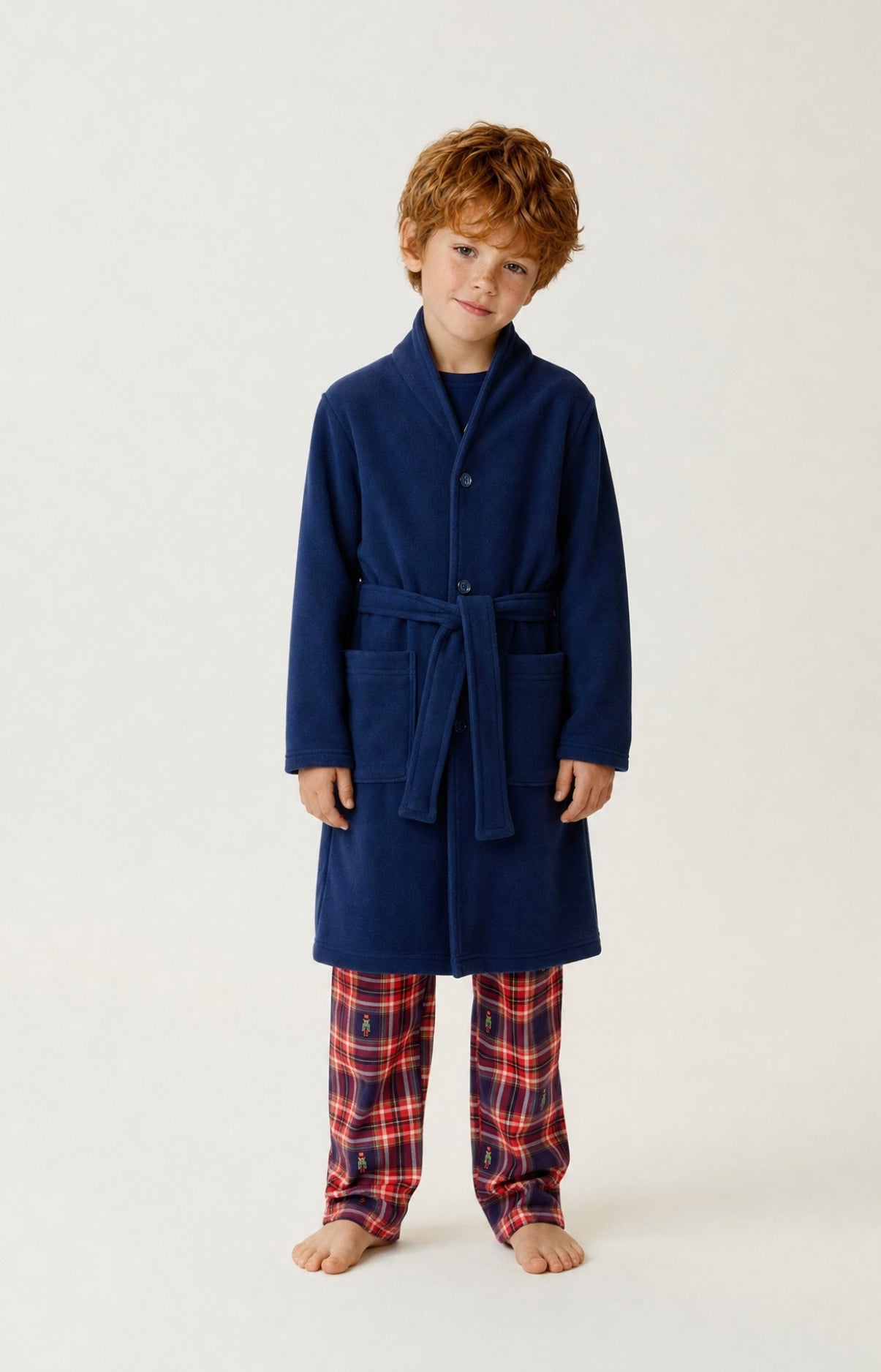 Robe de chambre enfant en micropolaire couleur unie Casse-noisette, ARTHUR