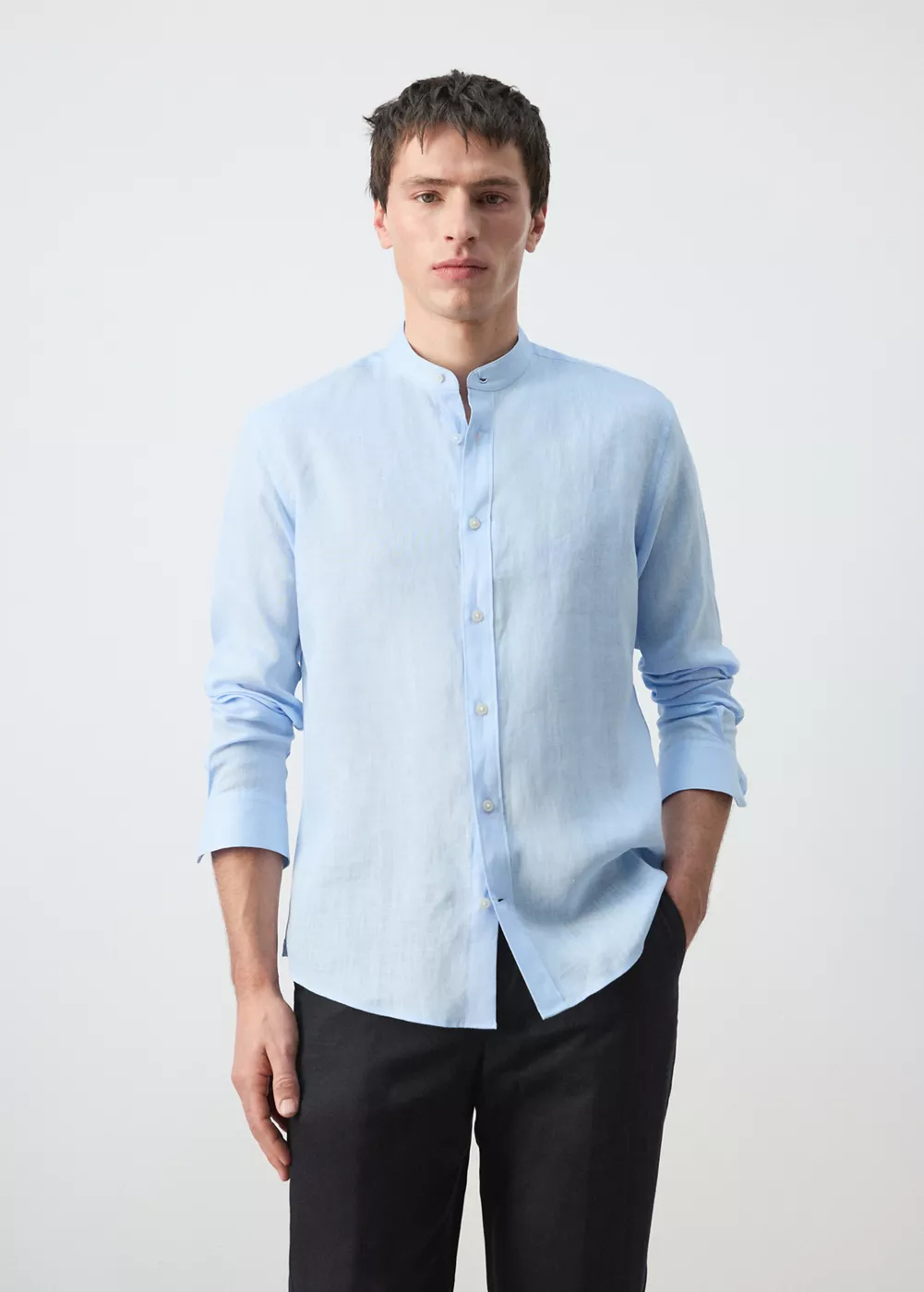Chemise 100 % lin col mao, MANGO MAN
