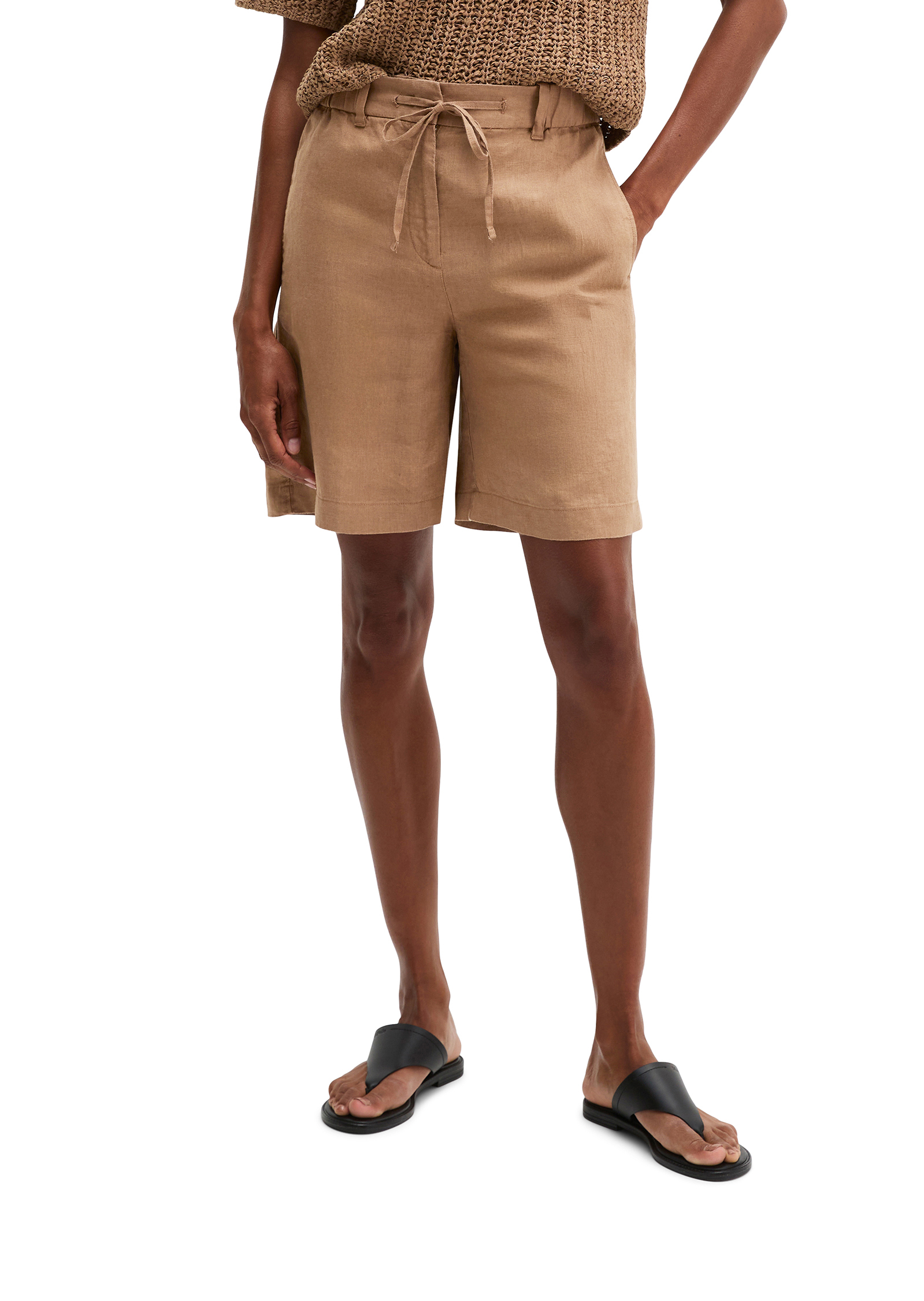 Short en lin large avec une taille élastique à cordon de serrage, MARC O'POLO