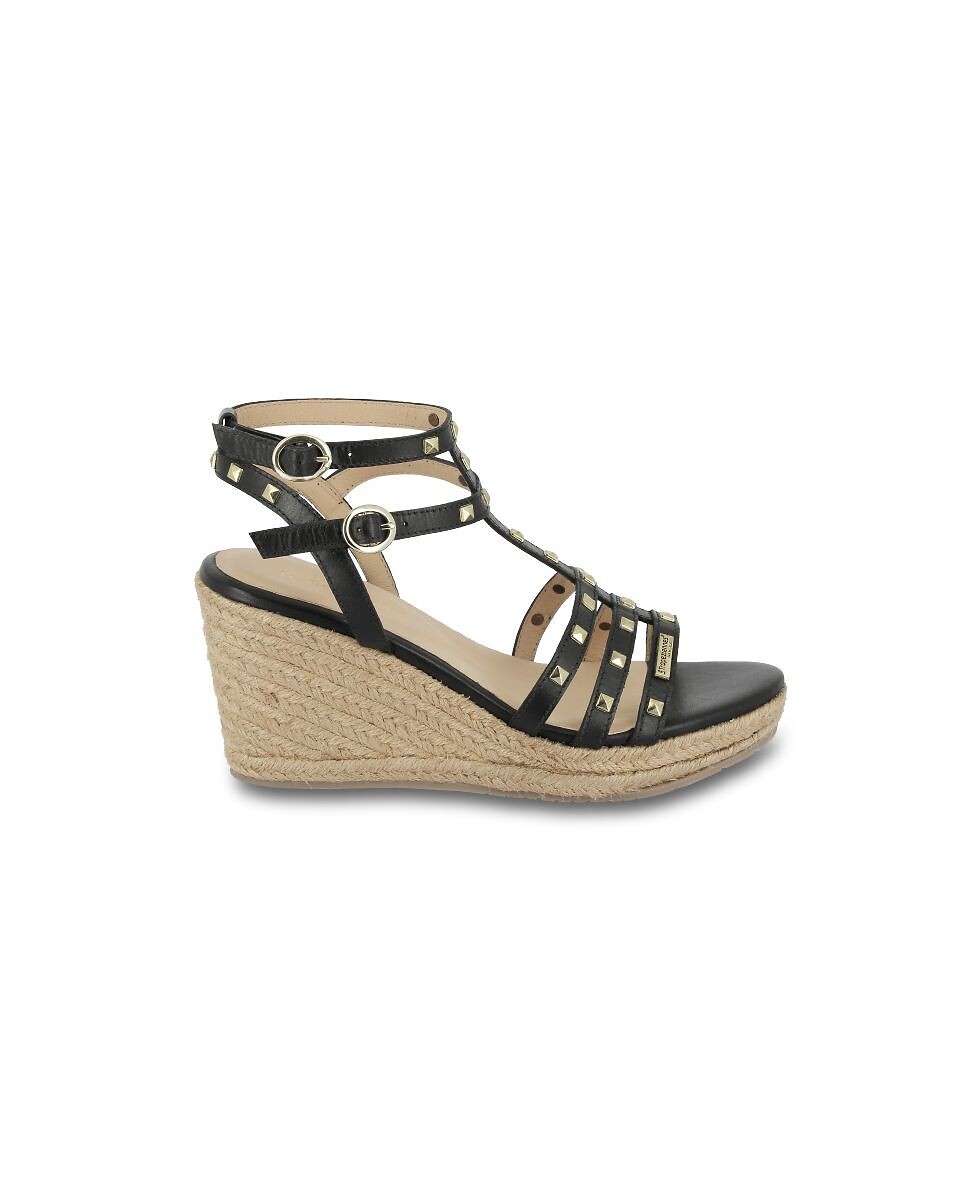 Leren espadrilles met sleehak Lili