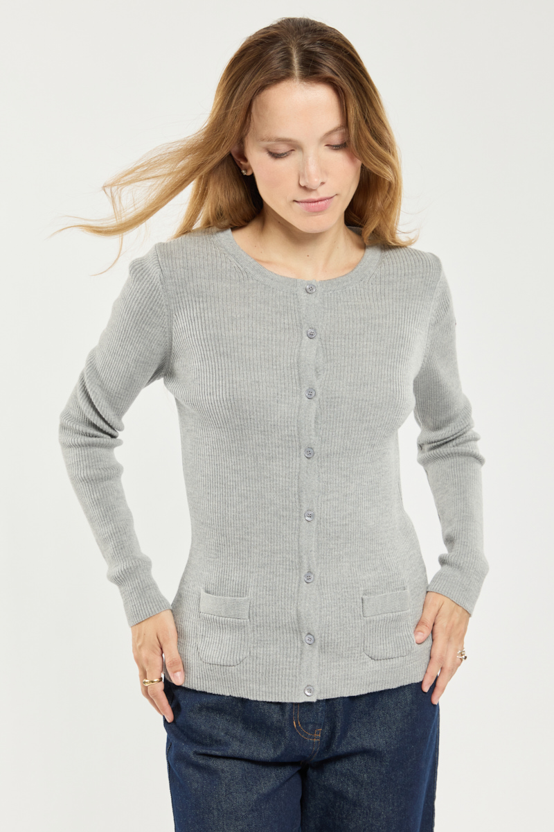 Cardigan boutonné - laine mérinos, ARMOR-LUX