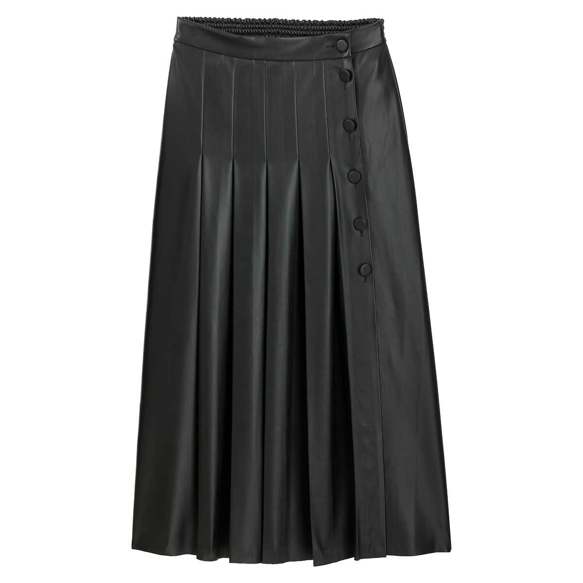 Gonna lunga plissettata in similpelle nero La Redoute Collections | La  Redoute