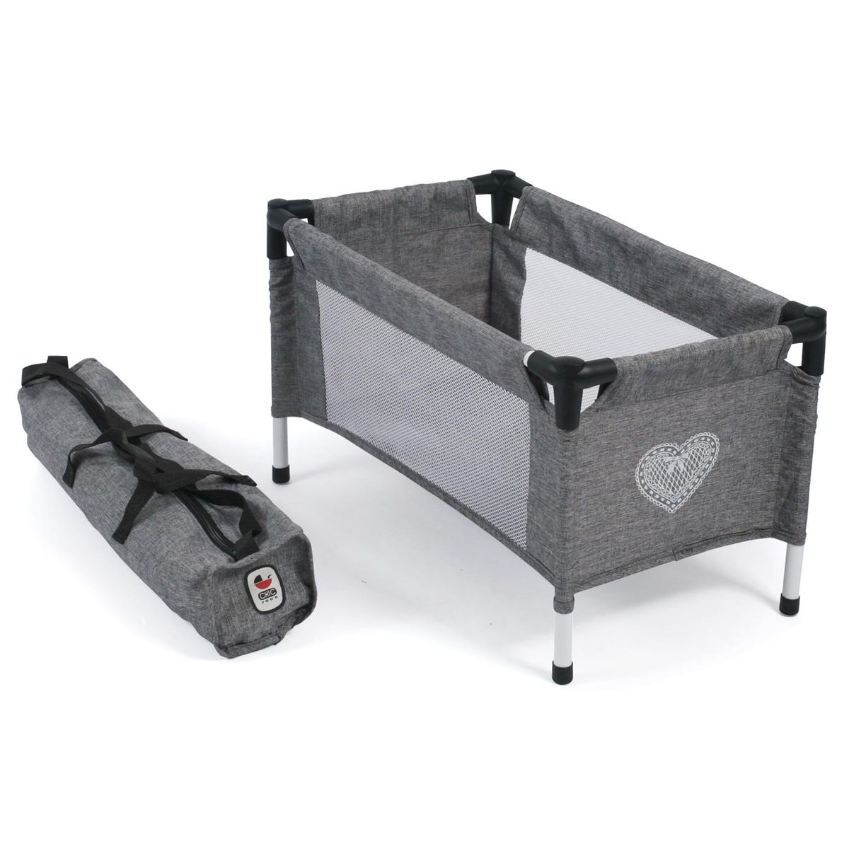 Lit De Voyage Pour Poupée Jusqu'à 50 Cm - Design Jean - Pliable Avec Sac - Idéal Pour Jeu D'imitation