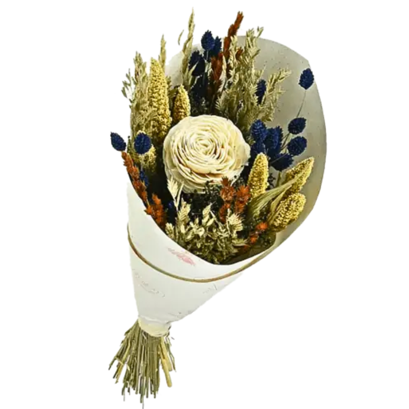 Bouquet de Fleurs séchées Grand Format Nature Bleu 50 cm, NATURALYS