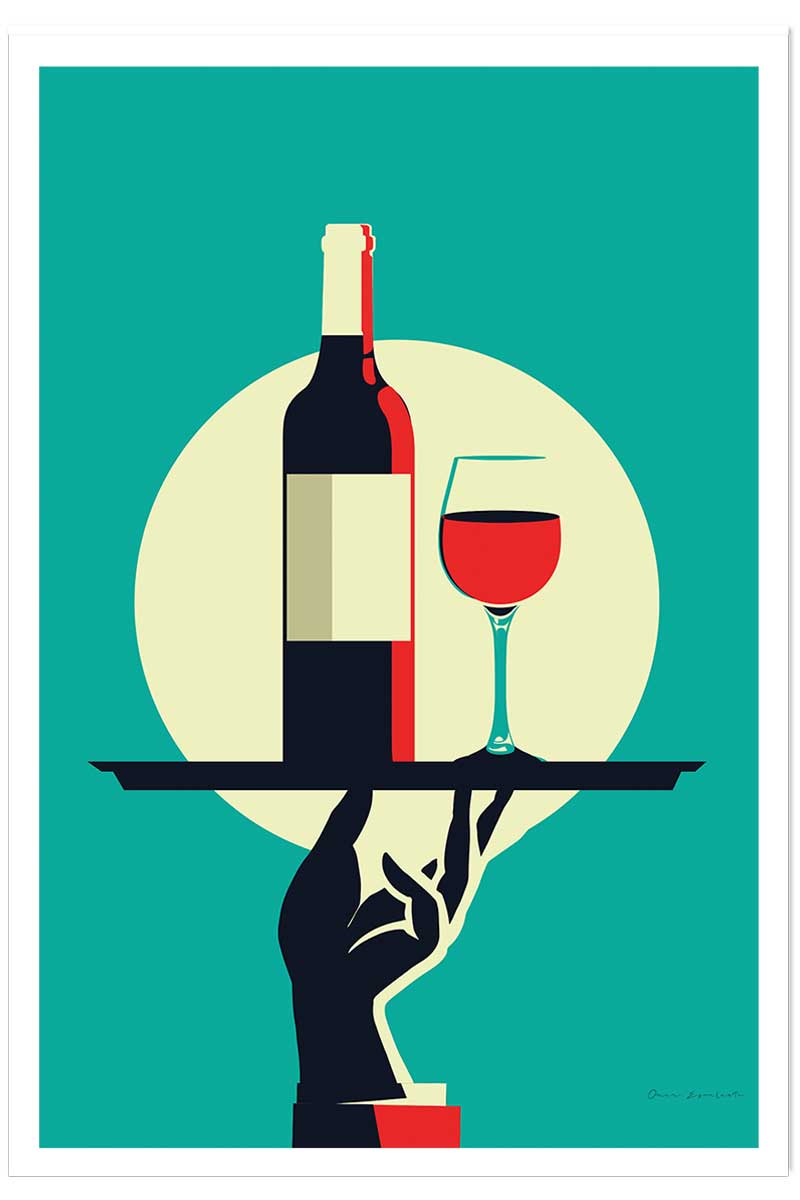 Affiche cuisine Verre de vin à la Française, HEXOA