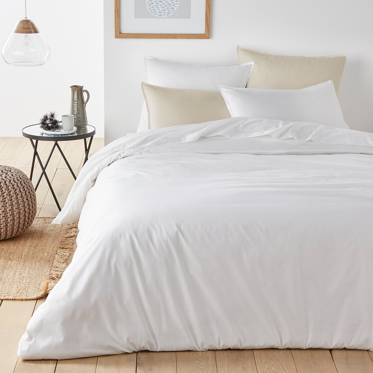 Plain organic 100% cotton percale 200 thread count duvet cover La ...