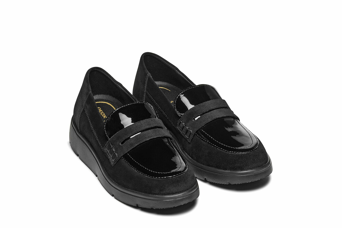 Arlara Breathable Wedge Loafers in Leather, GEOX