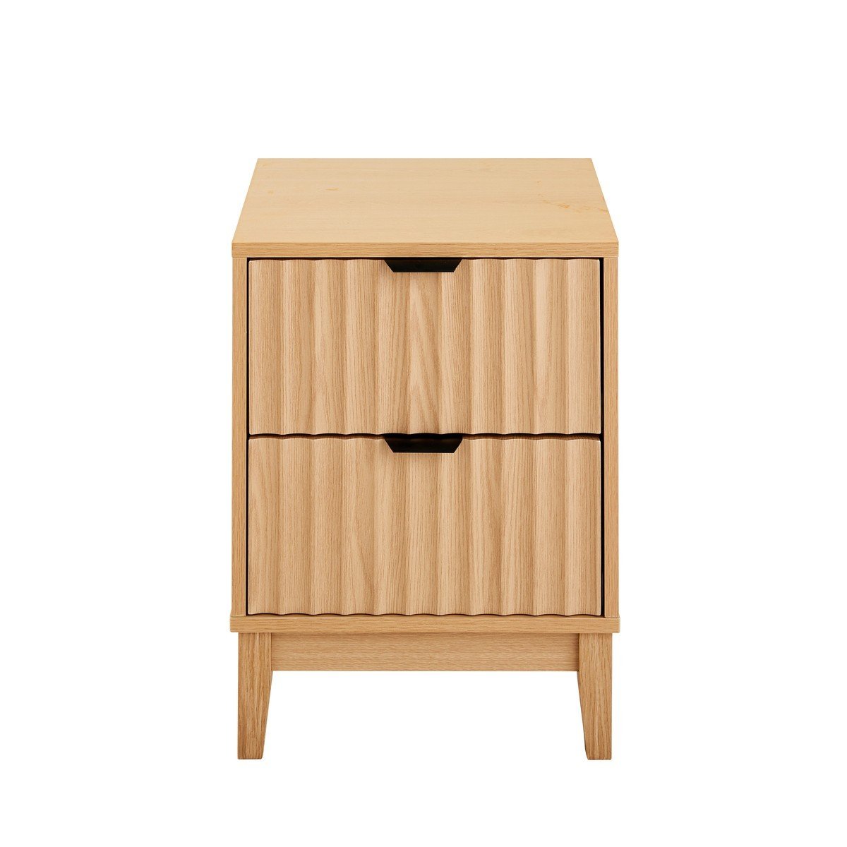 Table de chevet avec 2 tiroirs aux façades effet vague H52 cm - BOLOGNE, CALICOSY