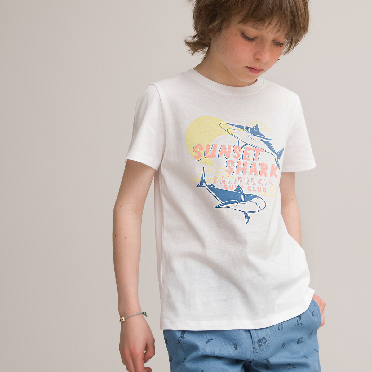 Organic cotton t-shirt with shark print 