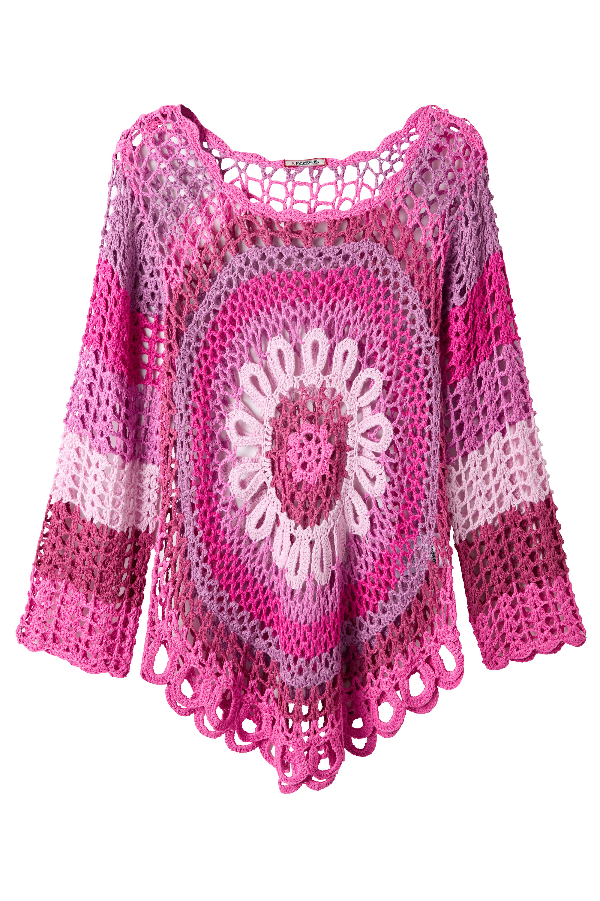 Pull en crochet à manches longues avec encolure dégagée, JOE BROWNS