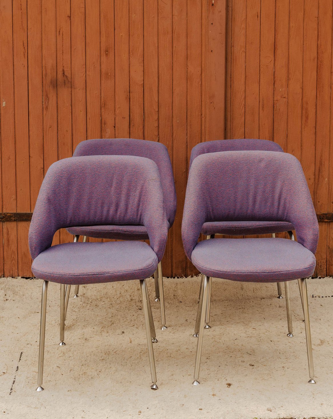 Lot de 4 chaises en tissu violet Alma N°2078 - Bon état, DEBONGOUT
