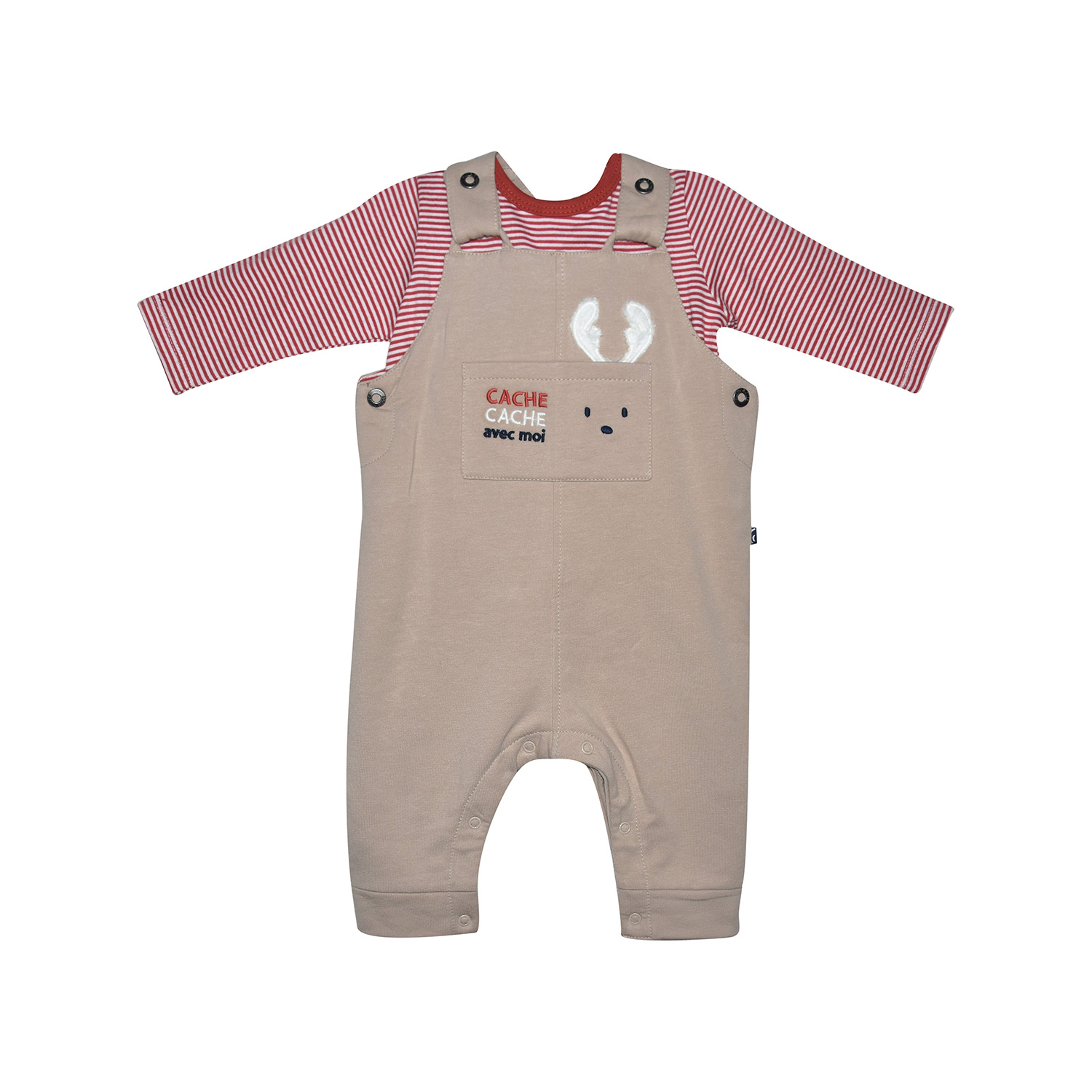 Ensemble naissance t-shirt + salopette molleton flechette, SUCRE D'ORGE