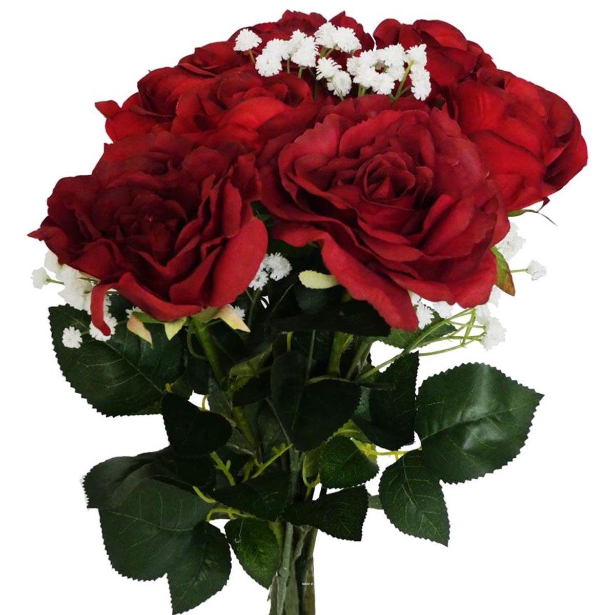 Bouquet artificiel création fleuriste rouge, ARTIFICIELLES