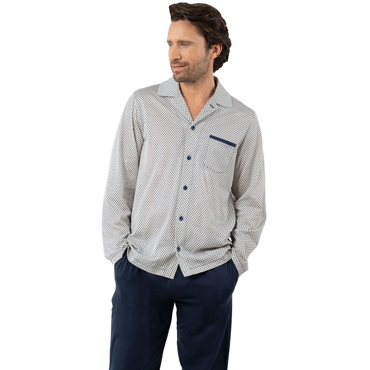 Pyjama long col ouvert MERCERISE, EMINENCE