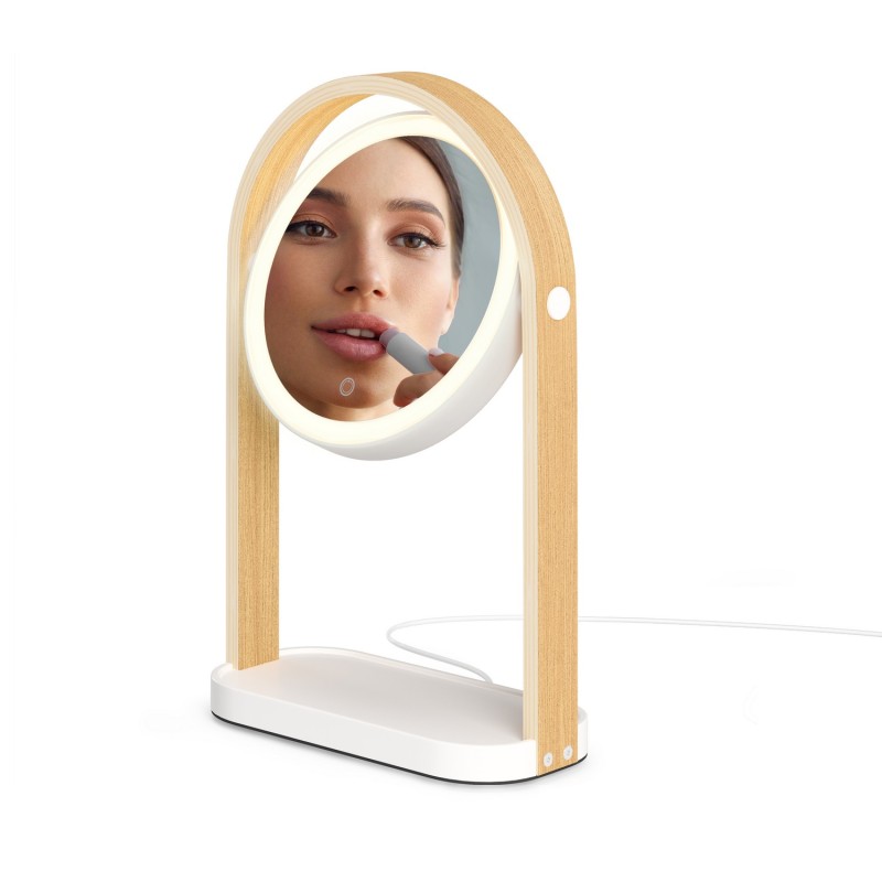 Miroir de maquillage à poser lumineux bois BELLWOOD, UMBRA
