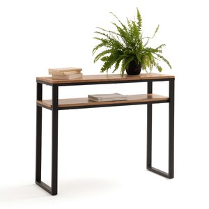 Hiba Solid Oak and Steel Console Table with 2 Shelves LA REDOUTE INTERIEURS image