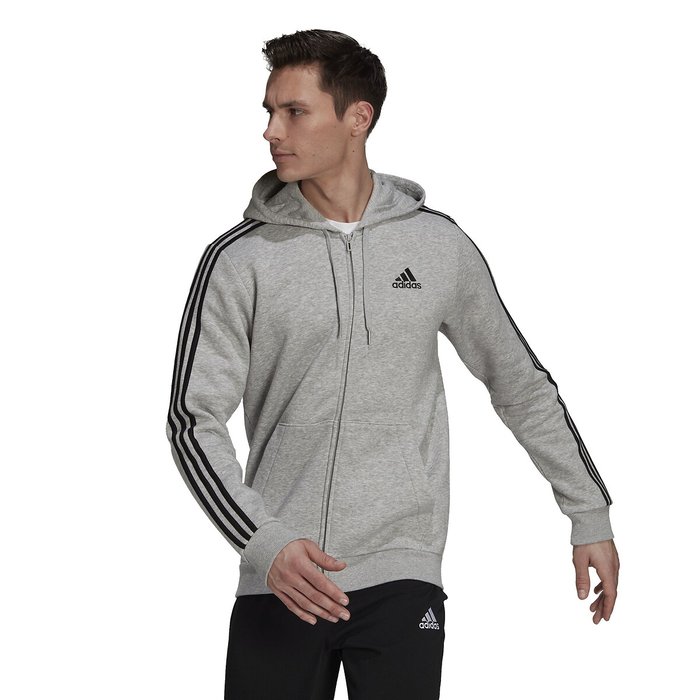 consultor aleación oscuro Sudadera de algodón con cremallera y capucha 3 bandas gris jaspeado Adidas  Sportswear | La Redoute