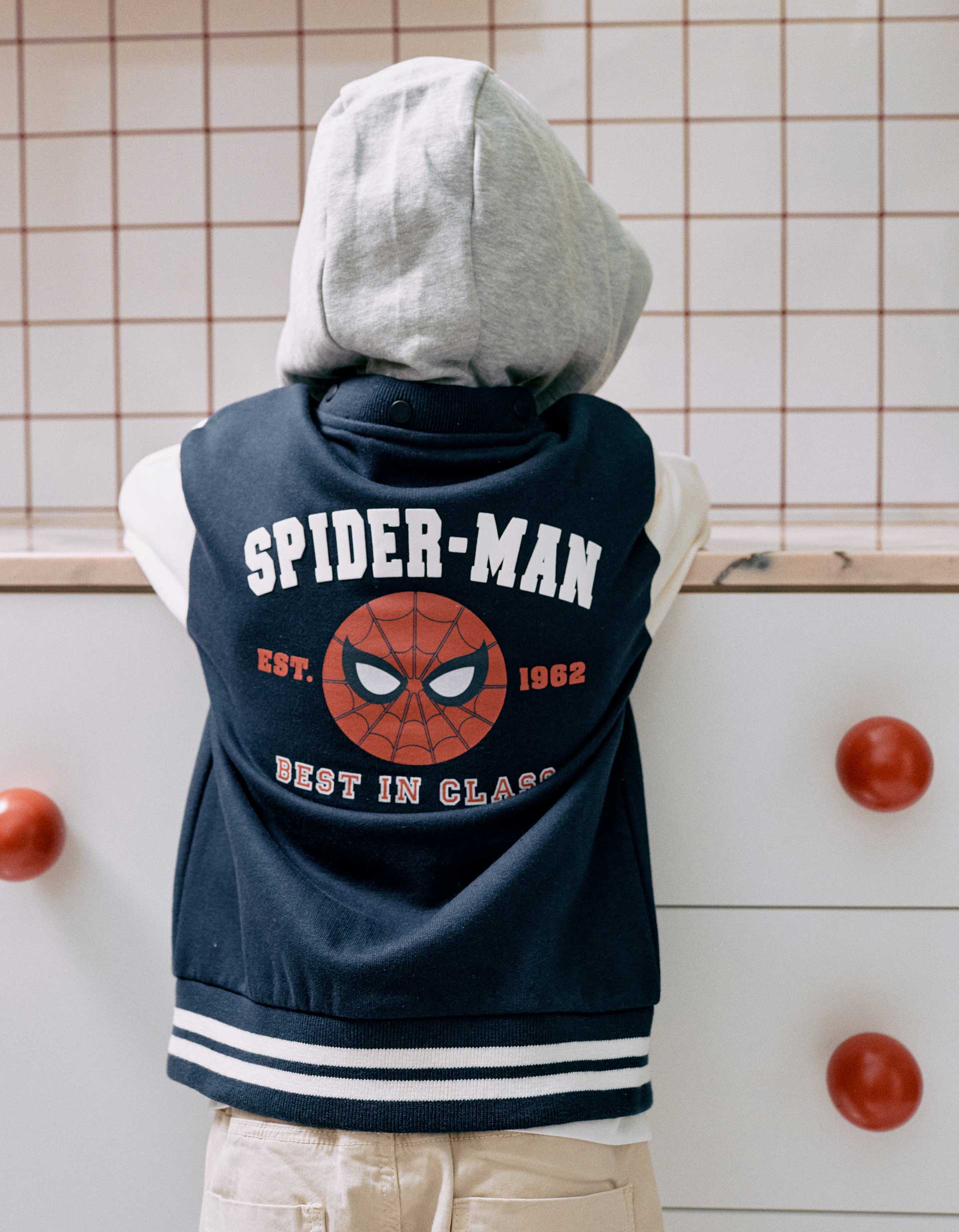 Blouson bomber en coton peigné à capuche Spider-Man, ZIPPY