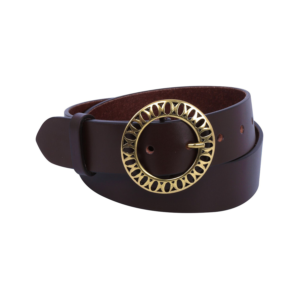 Birgit Leather Belt with Circular Cutout Buckle