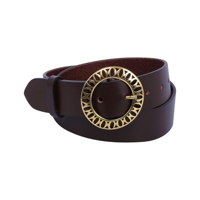 Birgit Leather Belt with Circular Cutout Buckle LA PETITE ETOILE
