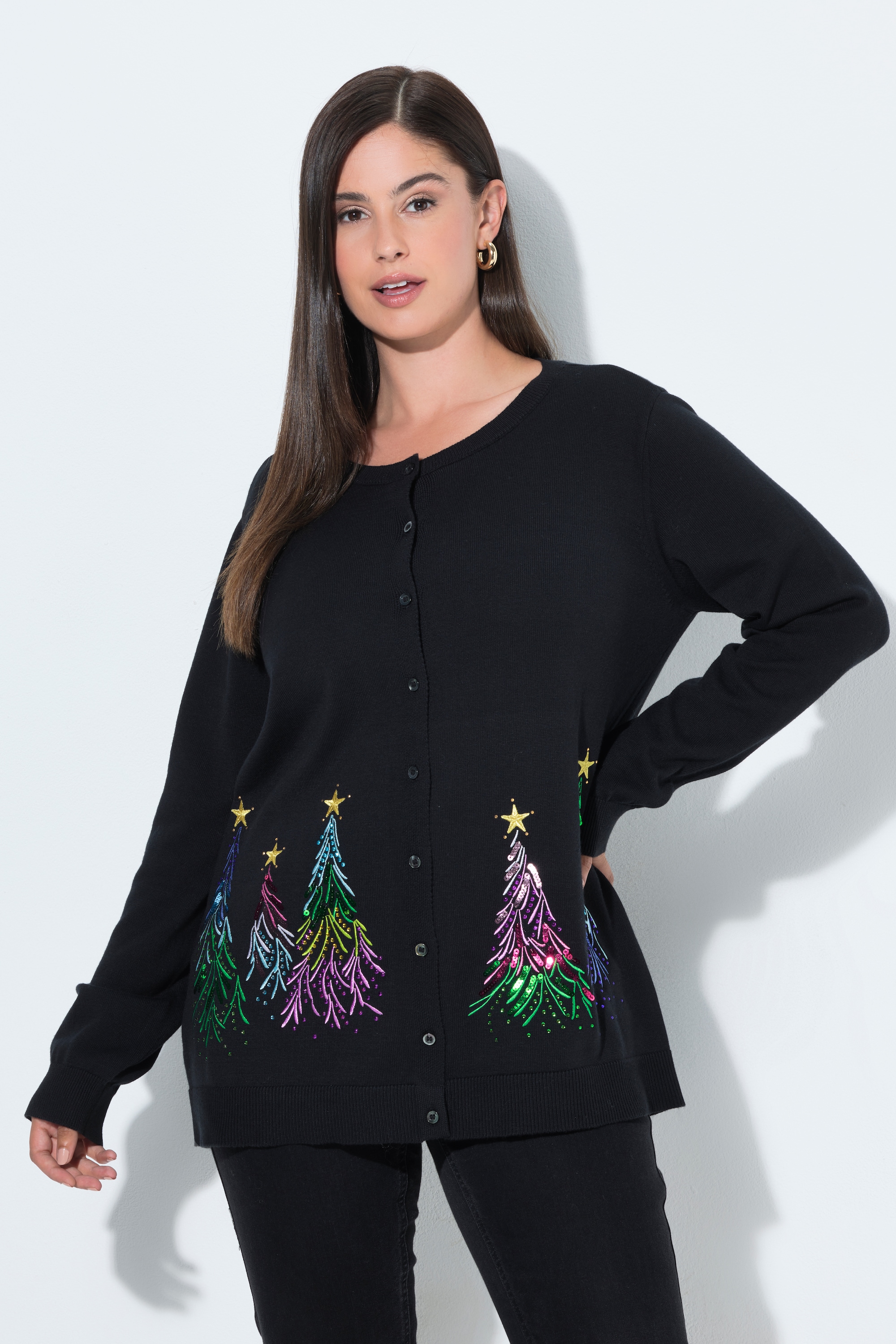 Cardigan de Noël, sapins brodés, ULLA POPKEN