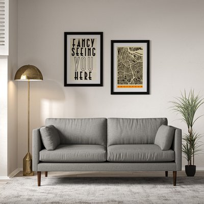 Gabriela Modern Soft Brushed 3 Seater Feather Sofa with Dark Wood Legs SO'HOME