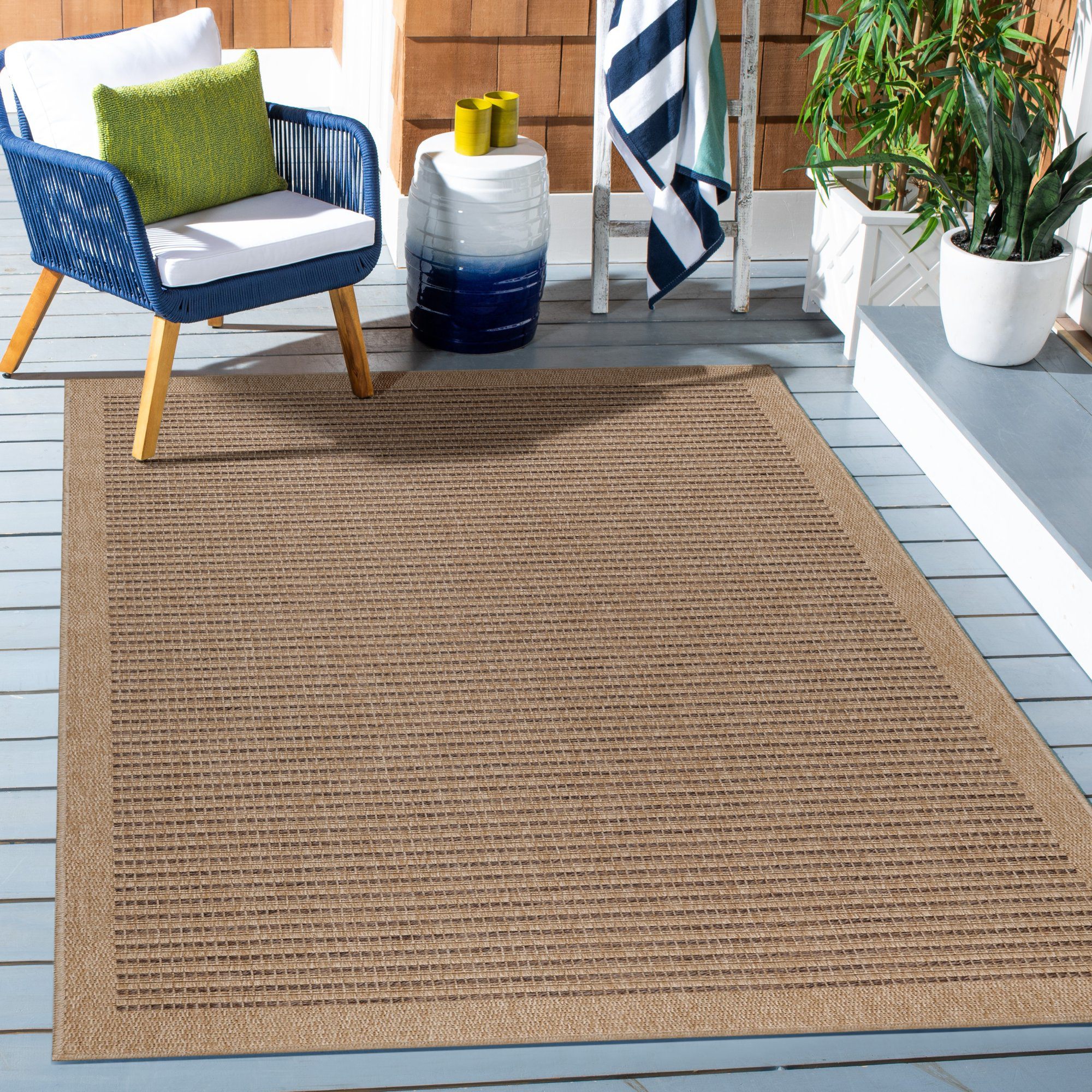Tapis intérieur extérieur aspect jute à rayures DHAKA, NAZAR RUGS